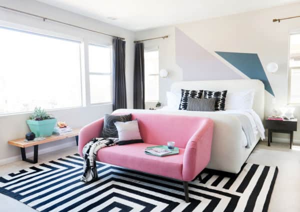 futuristic geometric bedroom