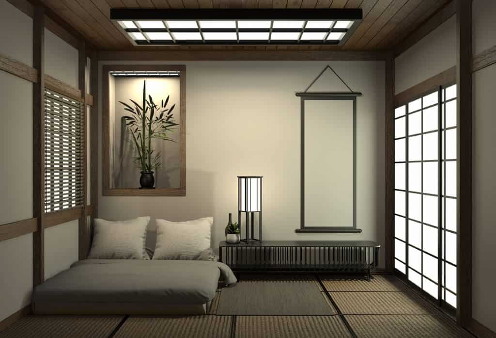 grey japanese bedroom decor