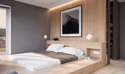 grey japanese bedroom