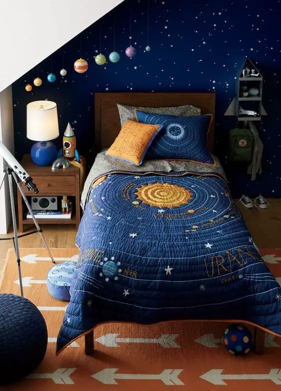 space bedroom bedsheet