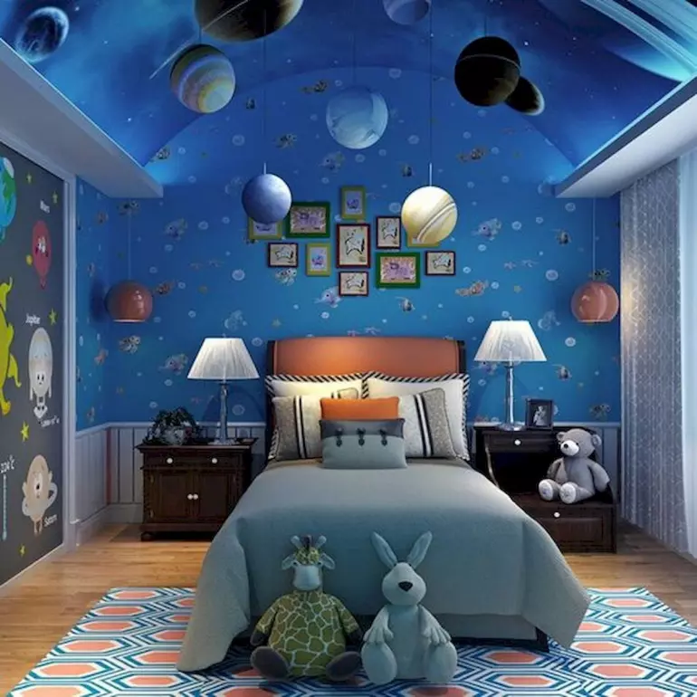 space themed bedroom hanging planets