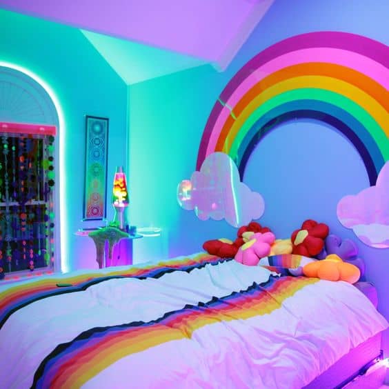 rainbow themed bedroom