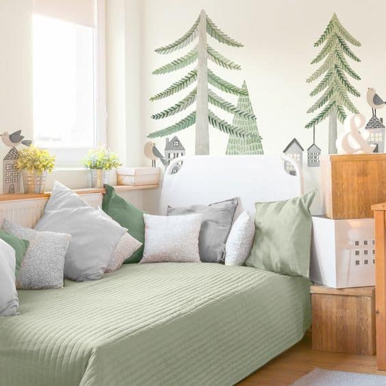 forest-themed bedroom for kids