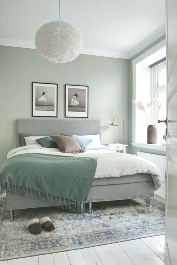 gray green bedroom