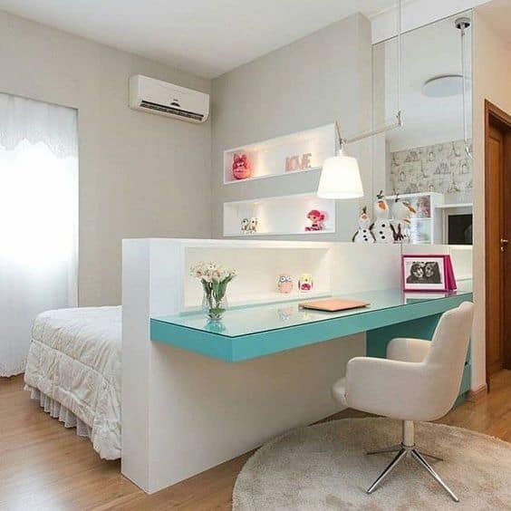 girly bedroom office combo