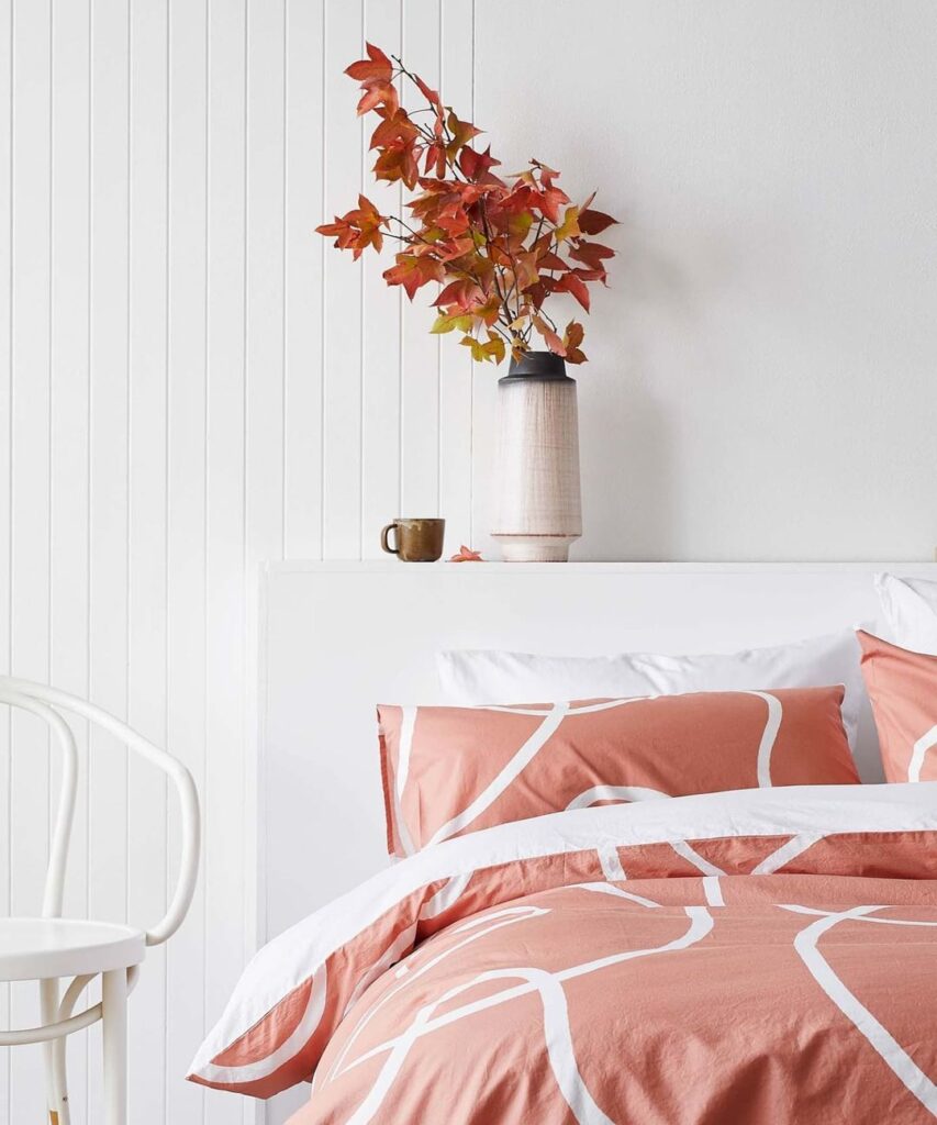 terracotta and white bedroom