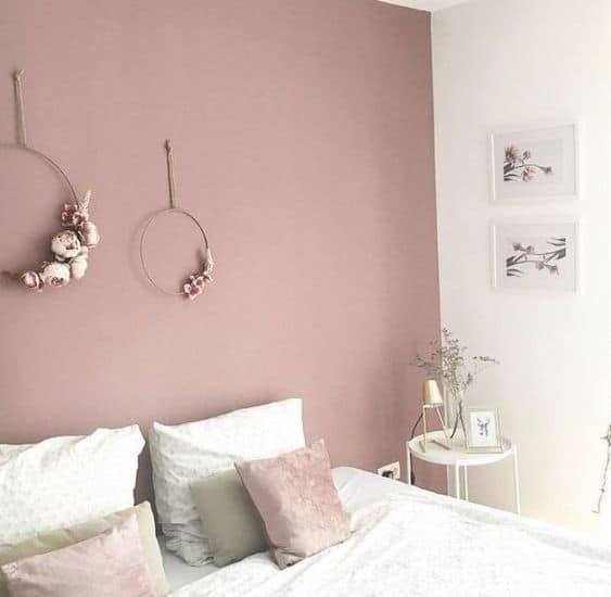 pink and white simple bedroom