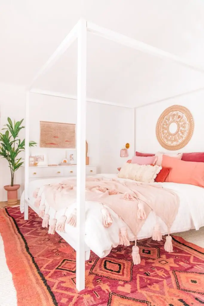 white and terracotta bedroom design