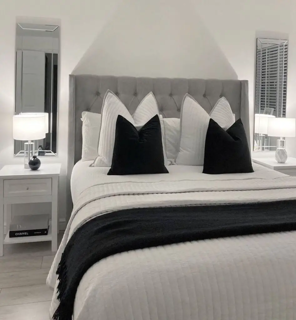 white and black bedroom