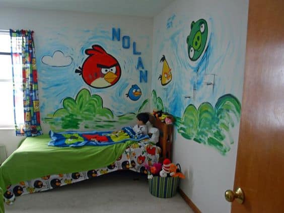 angry birds bedroom wall painting