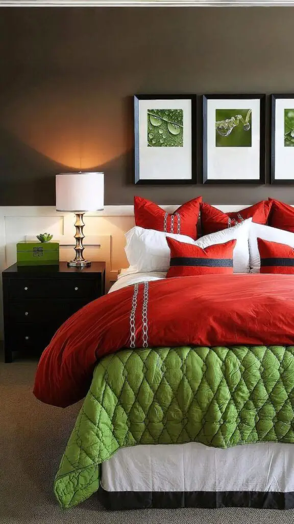 green and red bedroom