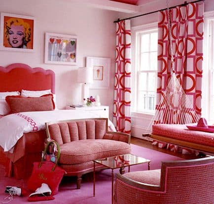red and pink bedroom