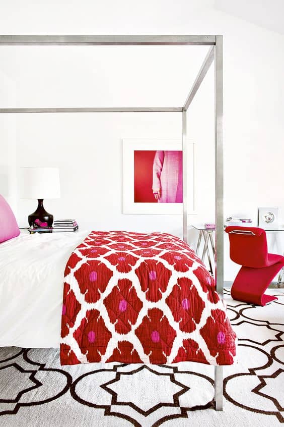 white and red bedroom