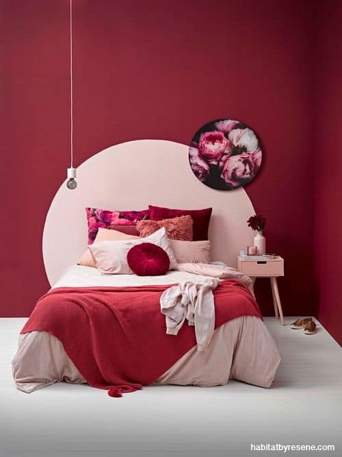red and maroon bedroom
