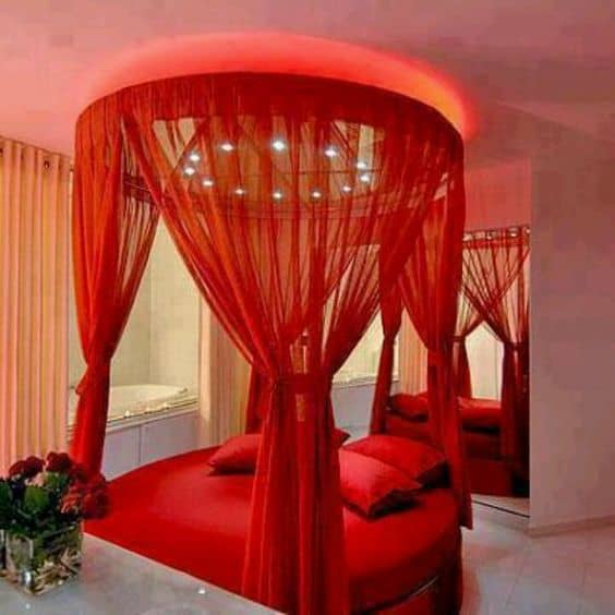 red canopy bed