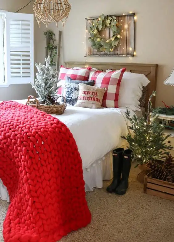 red Christmas bedroom