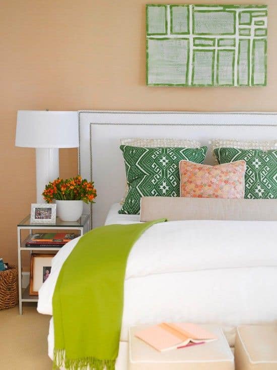 light brown and green bedroom