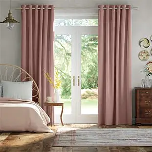 mauve curtains in bedroom