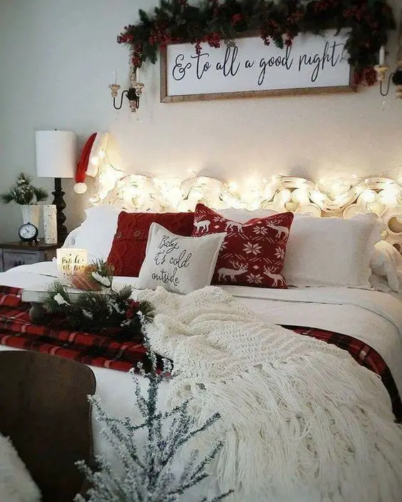 Maximalist Christmas bedroom decor