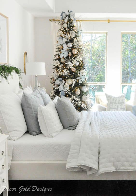 White Christmas bedroom decor
