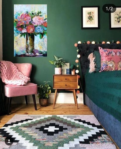 aesthetic green bedroom