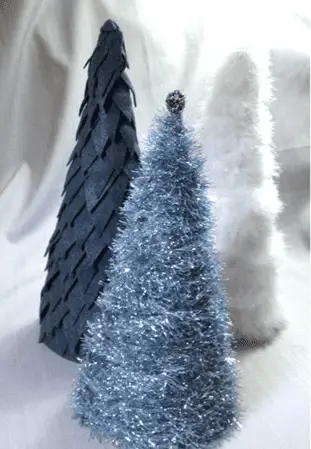 miniature blue christmas trees