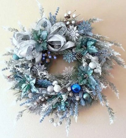 blue wreath for Christmas decor