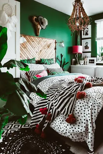 retro green bedroom design