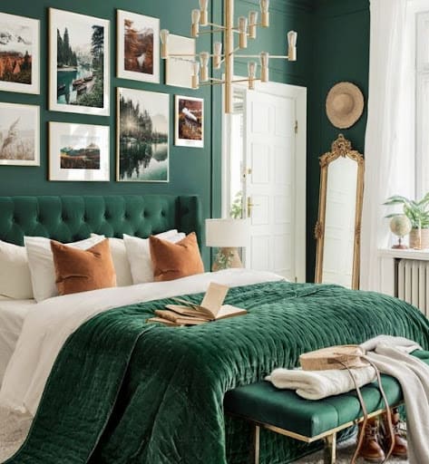 modern dark green bedroom idea