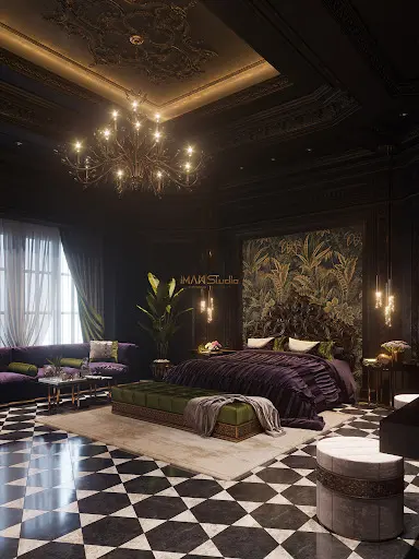gothic-themed bedroom