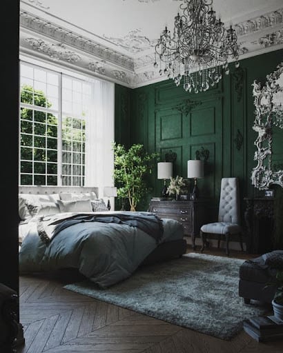 green victorian bedroom decor