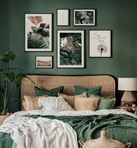 dark green boho bedroom idea