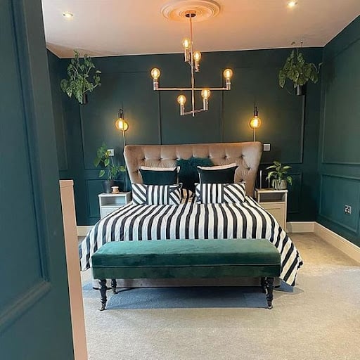 retro green bedroom design