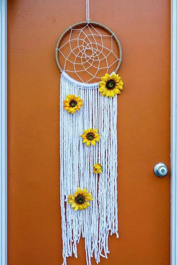 sunflower macrame wall hanging