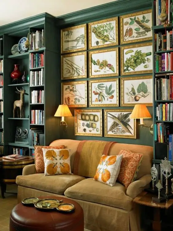 cottagecore room with botanical prints