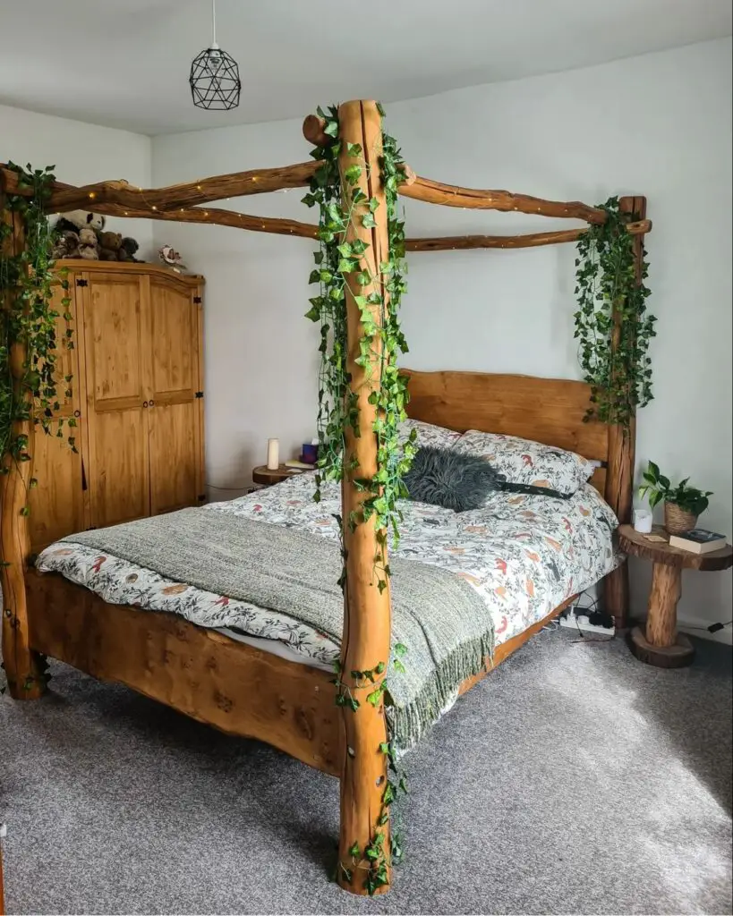 vintage bedframe for cottagecore bedroom