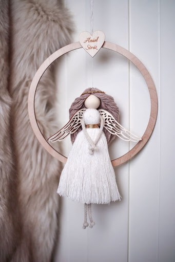 white boho angel decor