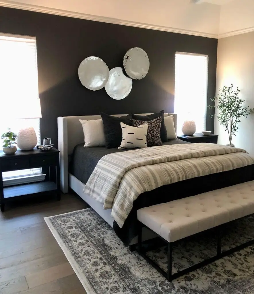 black and beige bedroom combination
