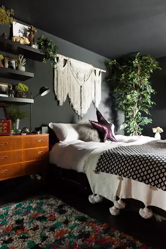 cozy gray boho bedroom idea