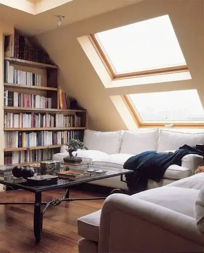 attic library with natural light
