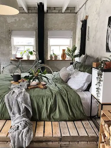 industrial boho bedroom idea