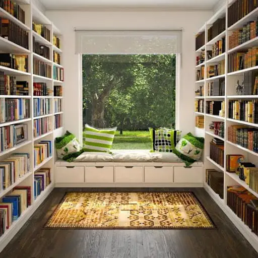 window seating idea in home library