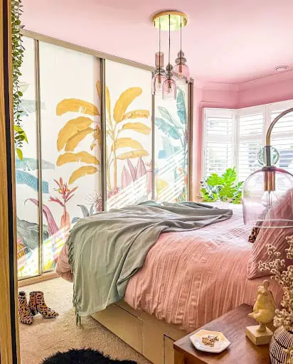pink bedroom boho