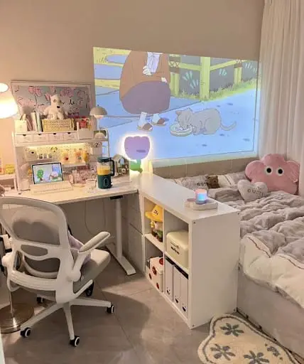 anime bedroom idea with a projector