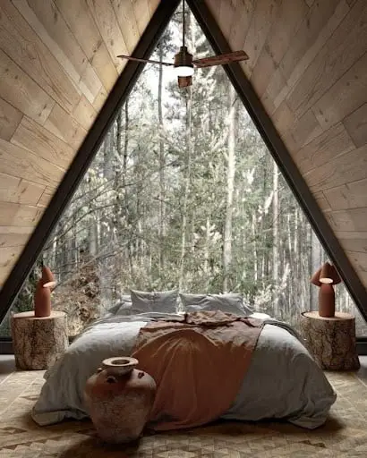 a-framed cabin bedroom idea
