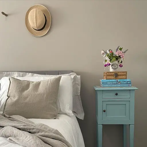 gray and blue bedroom