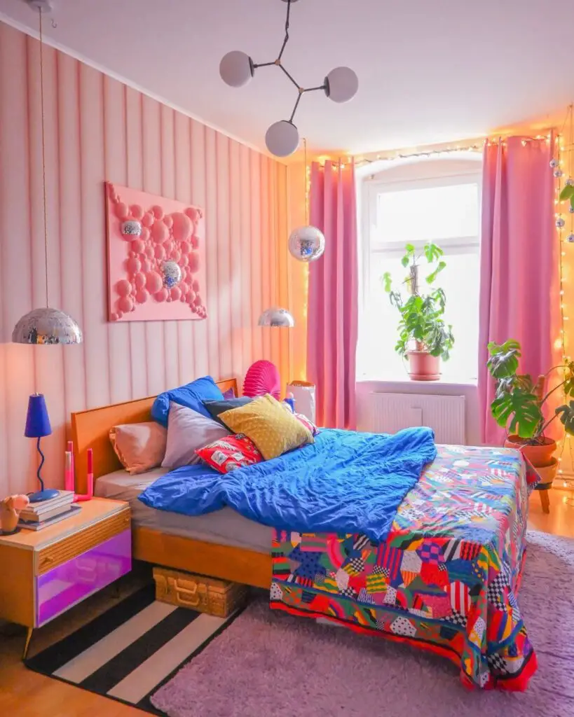 colorful aesthetic bedroom idea