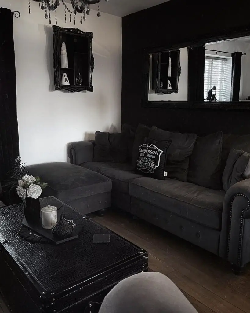 gray and black living room idea