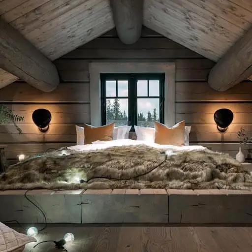 modern cozy cabin bedroom