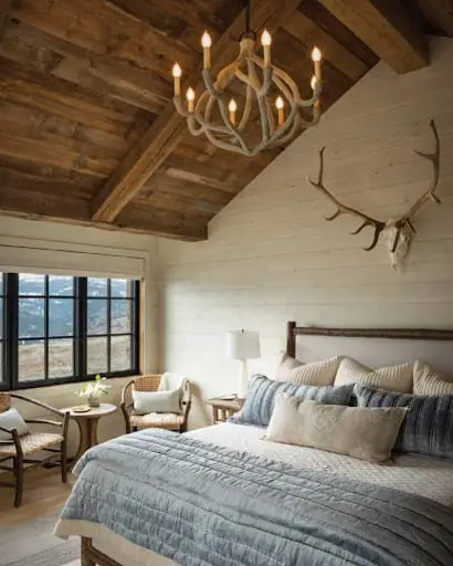 cabin bedroom decor with neutral colors